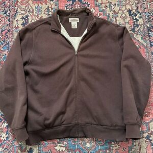 L.L. Bean Katahdin Iron Works Fleece Lined Full-Zip Sweatshirt Size M Brown